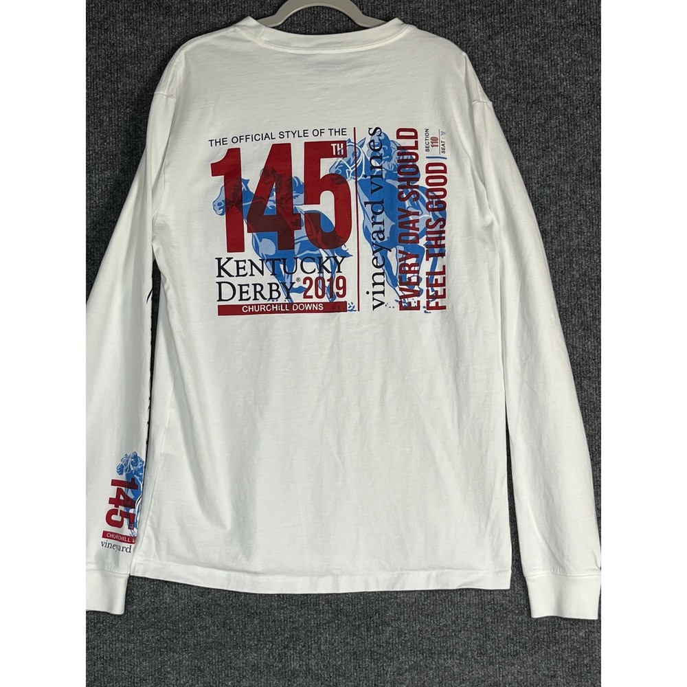 Vineyard Vines Mens Kentucky Derby 145th LS T-Shirt Long Sleeve Pocket Tee XS - Picture 5 of 8